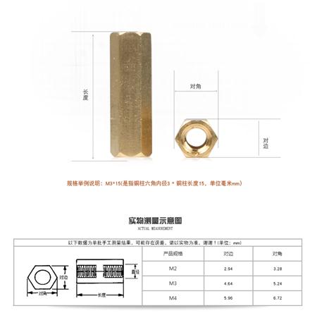 平头双通六角铜柱加工