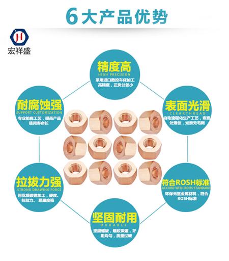 非标六角铜螺母加工