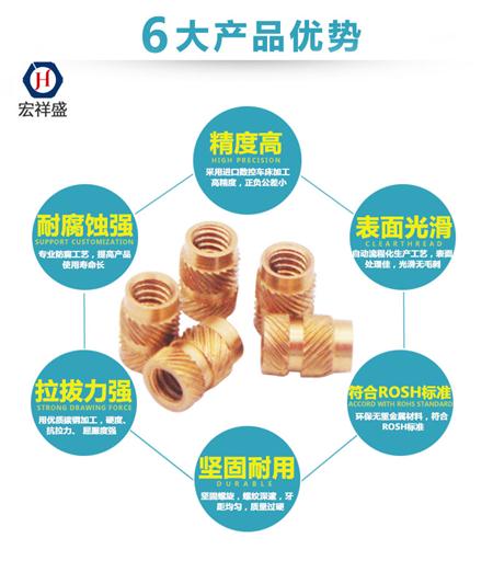 滚花铜螺母镶件加工